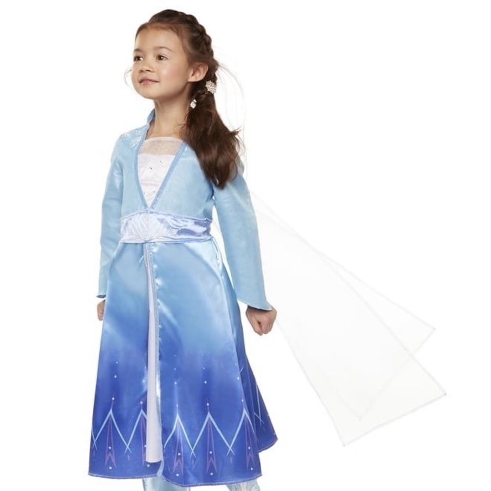 Disney Frozen Elsa Costume Dress Girls S Blue Velvet Sequin Cape Halloween